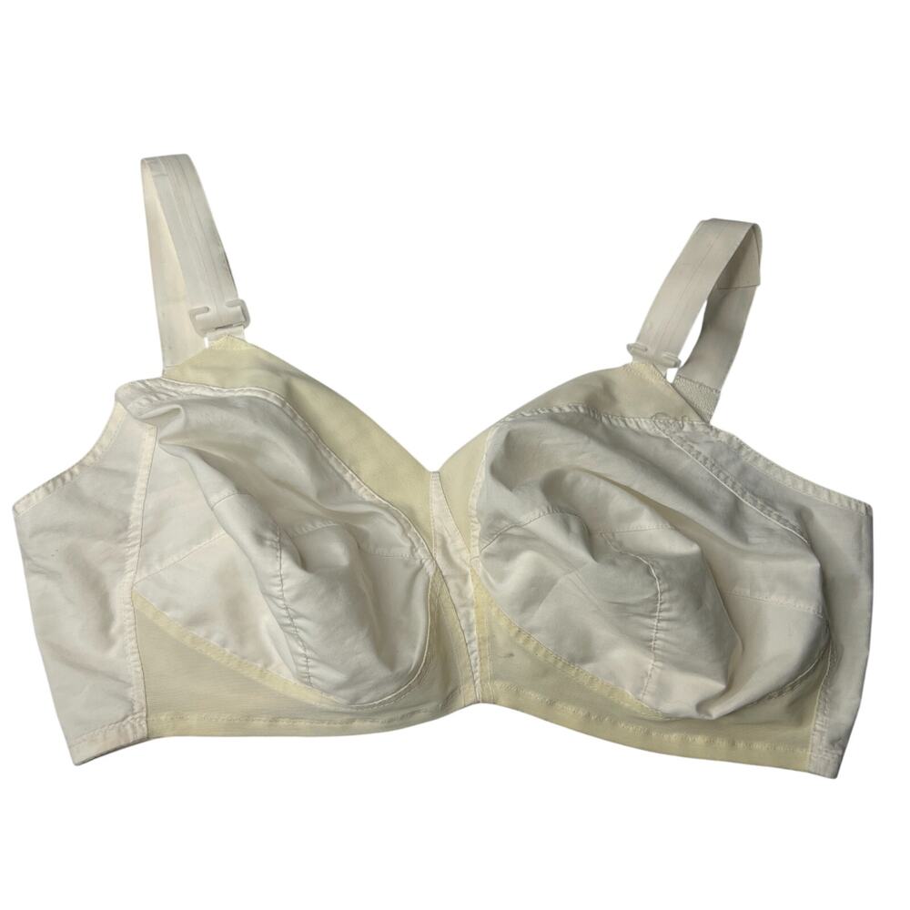 Vintage 60s Bullet Bra White Cotton Brassiere Size 32 34 Unknown Cup